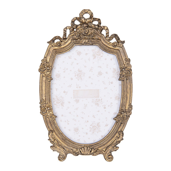 Marco de fotos ovalado estilo vintage dorado envejecido