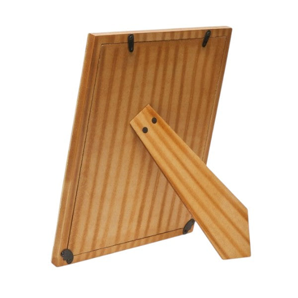 parte trasera del portafotos de madera natural con soporte y ganchos para colgar brocantia tienda de decoración