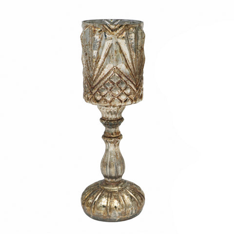 Portavelas copa cristal grabado grande
