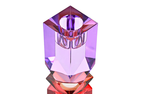 Portavelas cristal malva y rojo