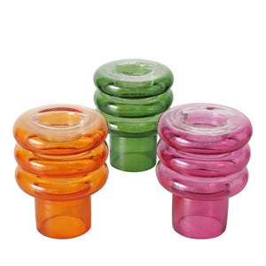Portavelas jarroncito aros cristal colores