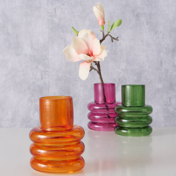 Portavelas jarroncito aros cristal colores