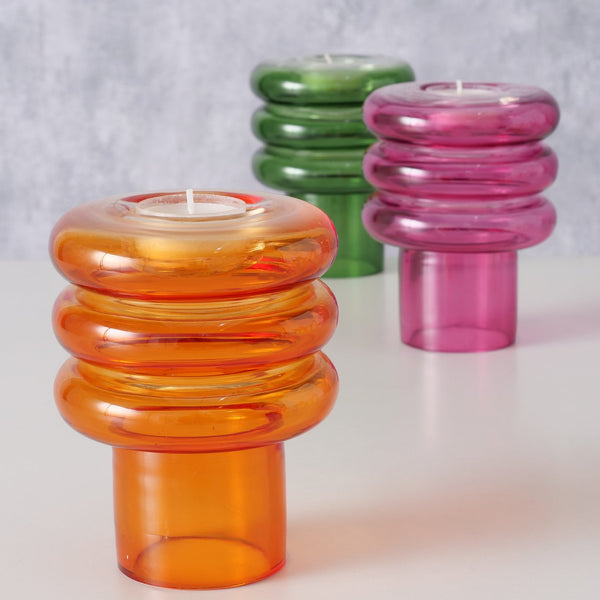 Portavelas jarroncito aros cristal colores