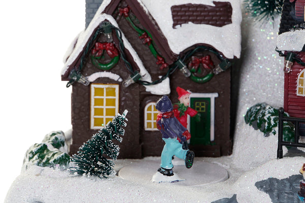 escena navideña con movimiento y luces multicolor Brocantia