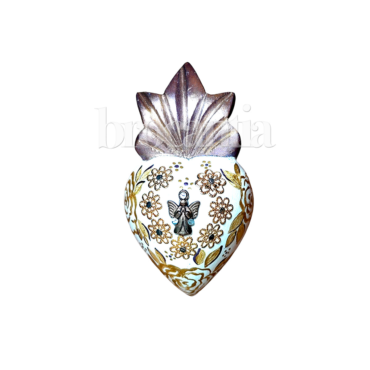 Sagrado Corazón Mexicano blanco y plata