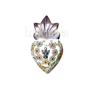 Sagrado Corazón Mexicano blanco y plata