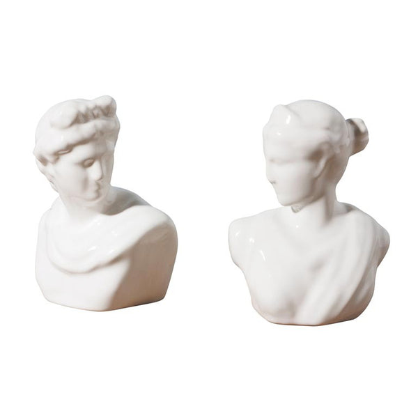 salero y pimentero porcelana bustos clásicos blancos