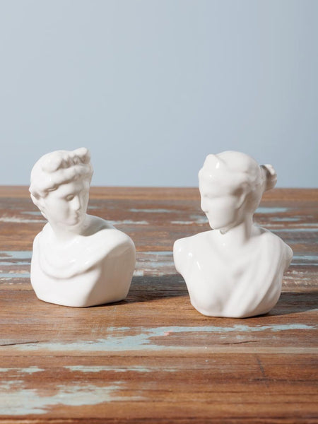 salpimenteros porcelana bustos clásicos blancos