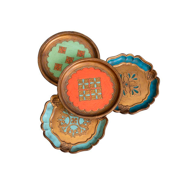 Set de posavasos estilo toscano en madera pintada vintage