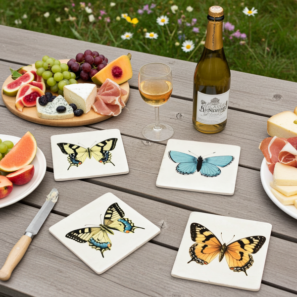 set posavasos ilustraciones mariposas antiguas