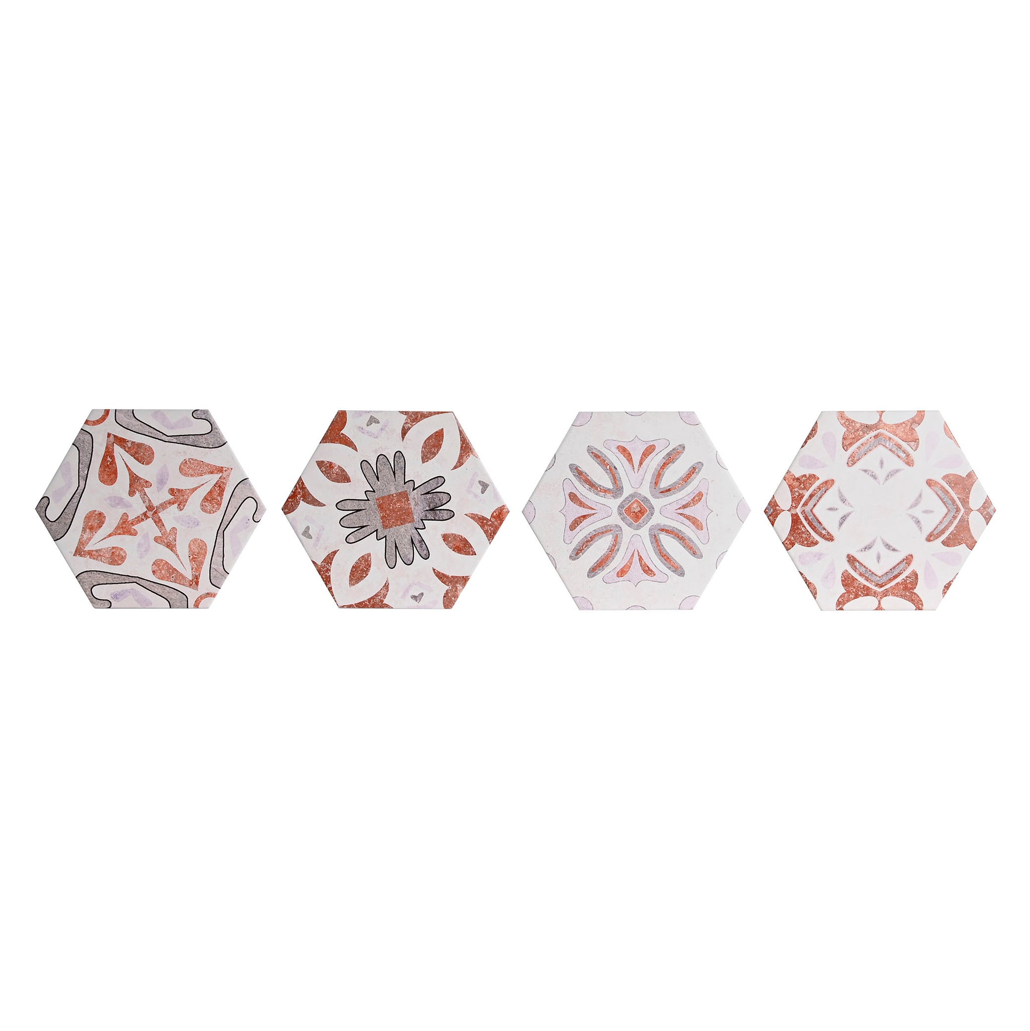 Set 4 posavasos azulejos hexagonales Brocantia