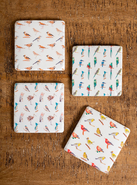 Set 4 posavasos pájaros