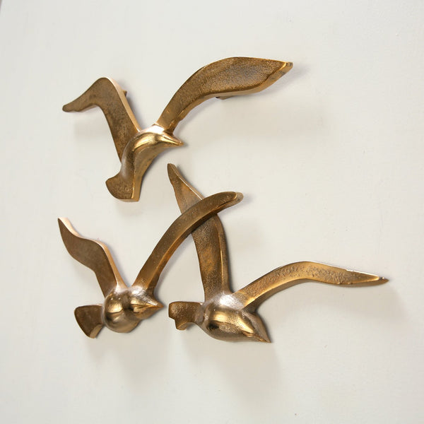 Set pájaros metal dorado