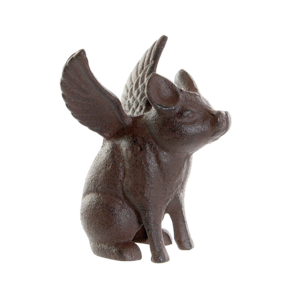 Sujetapuertas cerdito con alas de hierro fundido