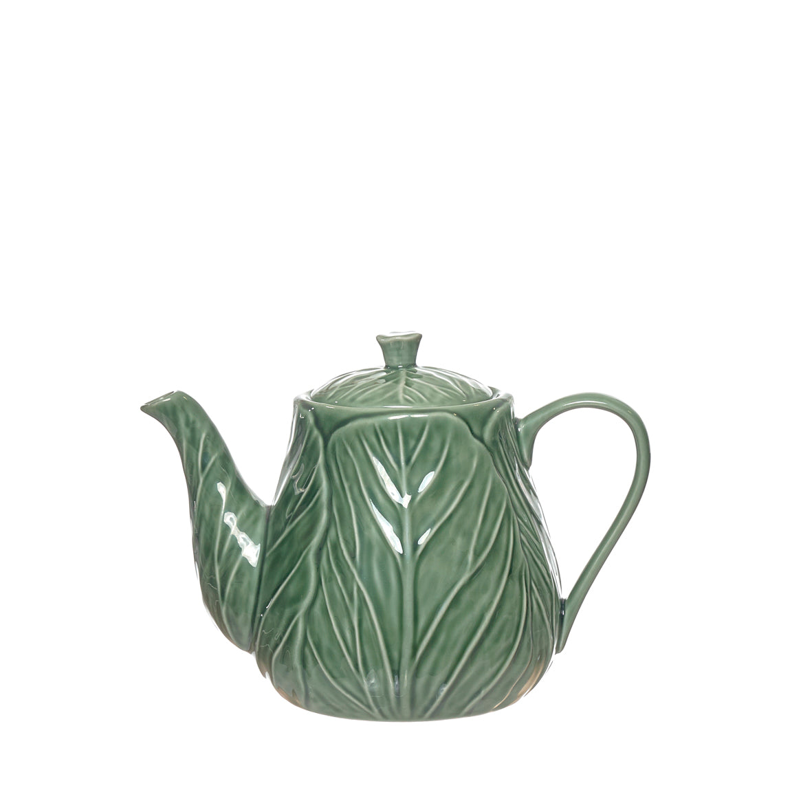 Tetera de cerámica con forma de hoja de repollo verde – Brocantia