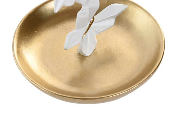 Bandeja pequeña para anillos y pendientes blanco y dorado