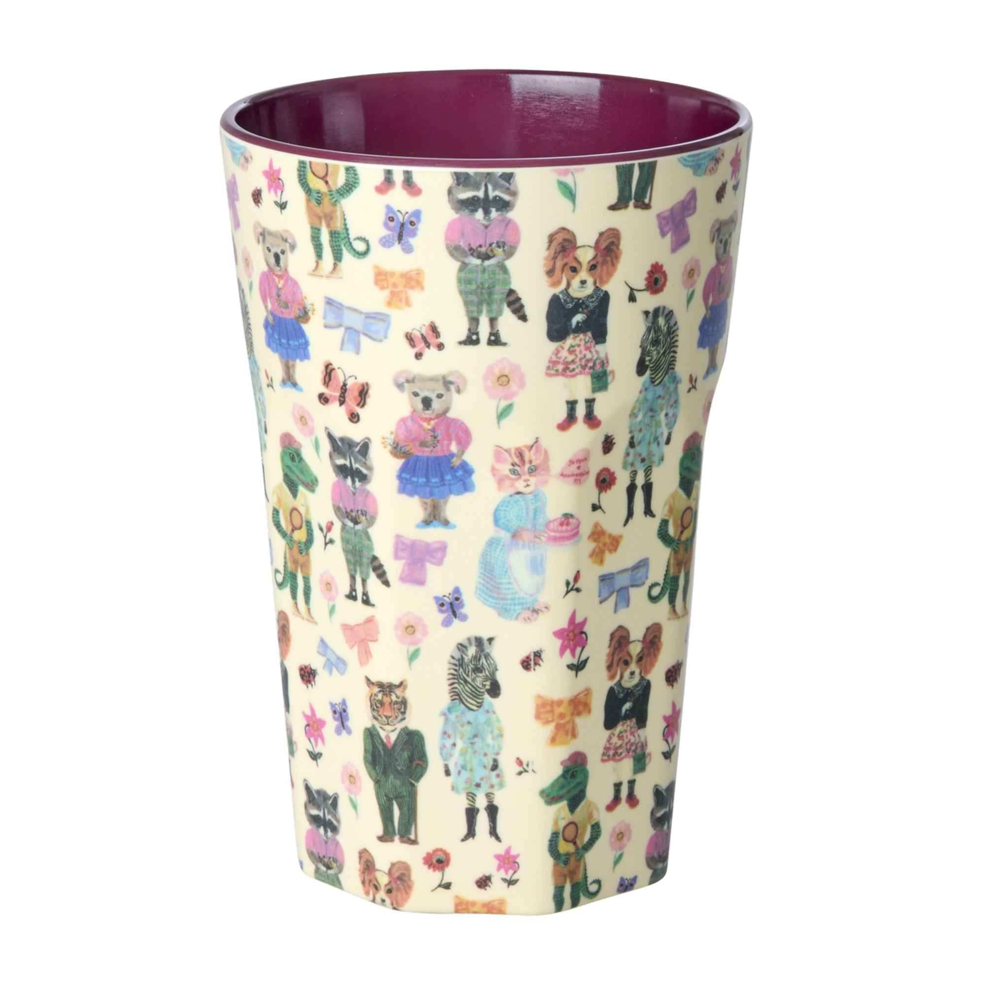 vaso de melamina ilustrado Nathalie Lété animales y flores colorido - Brocantia

