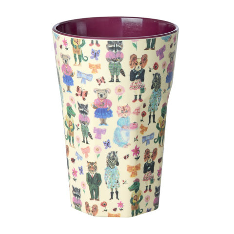 vaso de melamina ilustrado Nathalie Lété animales y flores colorido - Brocantia

