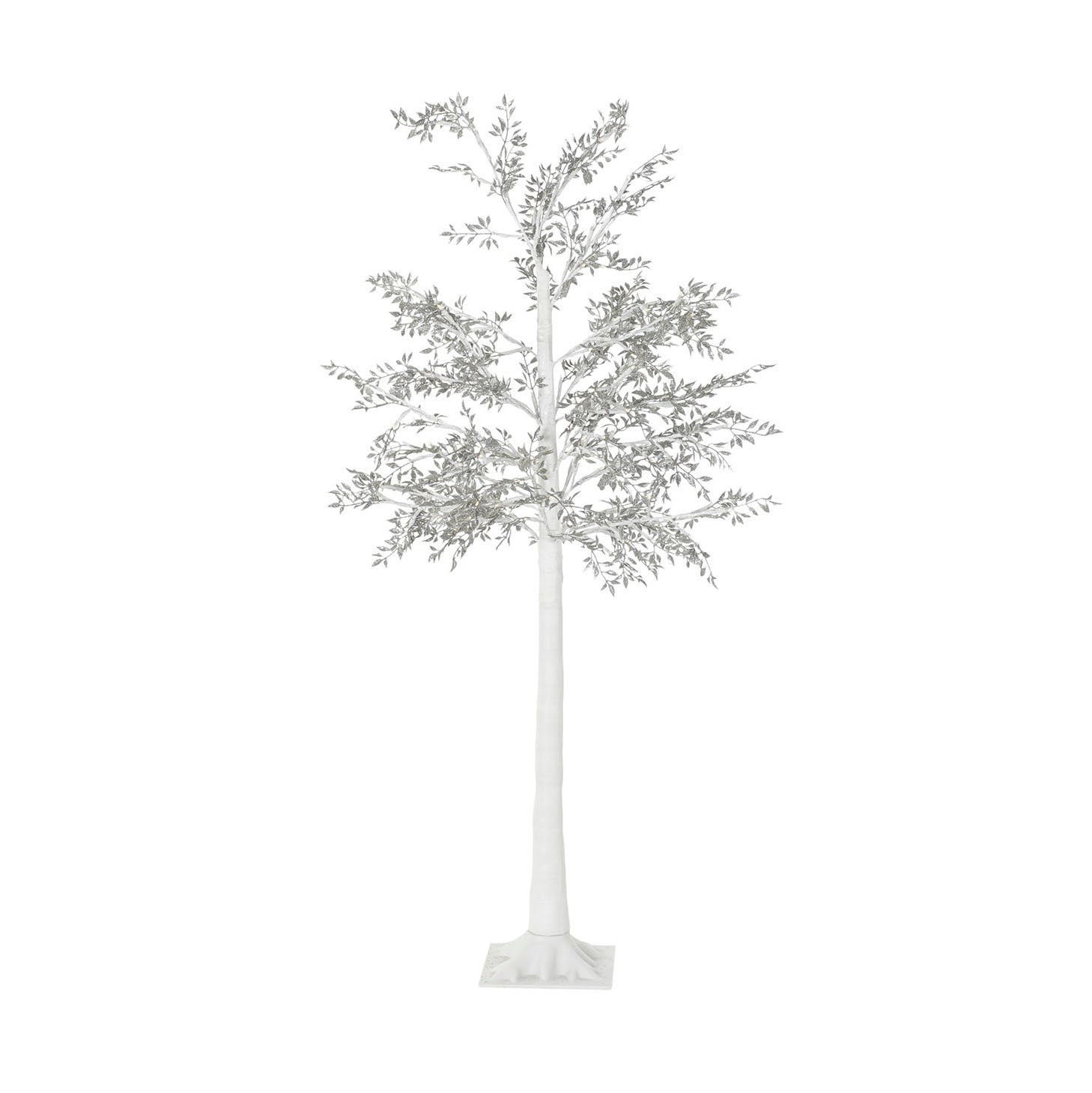árbol de Navidad blanco y plateado con luces LED Brocantia