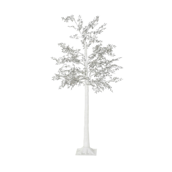 árbol de Navidad blanco y plateado con luces LED Brocantia