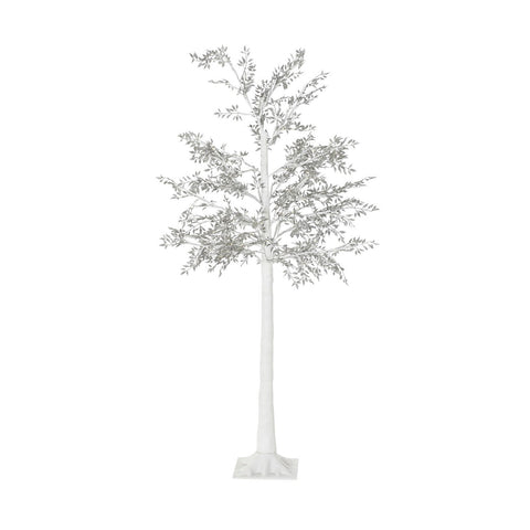 árbol de Navidad blanco y plateado con luces LED Brocantia