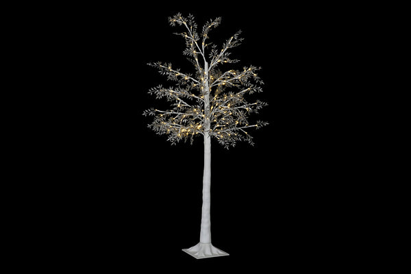 Árbol blanco y plateado con luces LED Brocantia