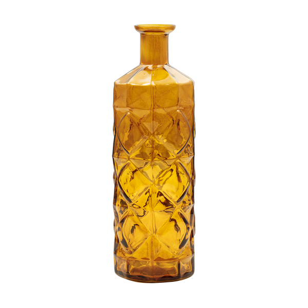 Botella decorativa cristal mostaza Brocantia