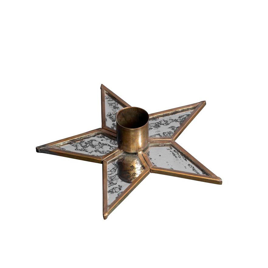Candelabro estrella espejo envejecido
