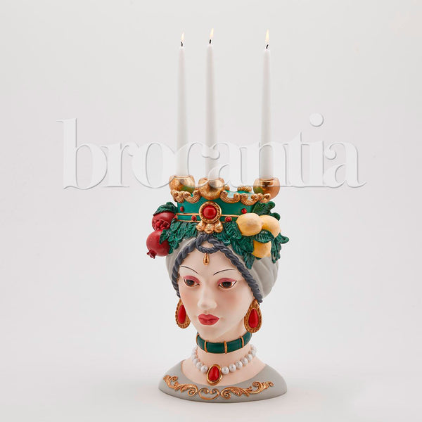 Candelabro Testa di Moro triple verde - Brocantia - Tienda decoracion y regalos Oviedo