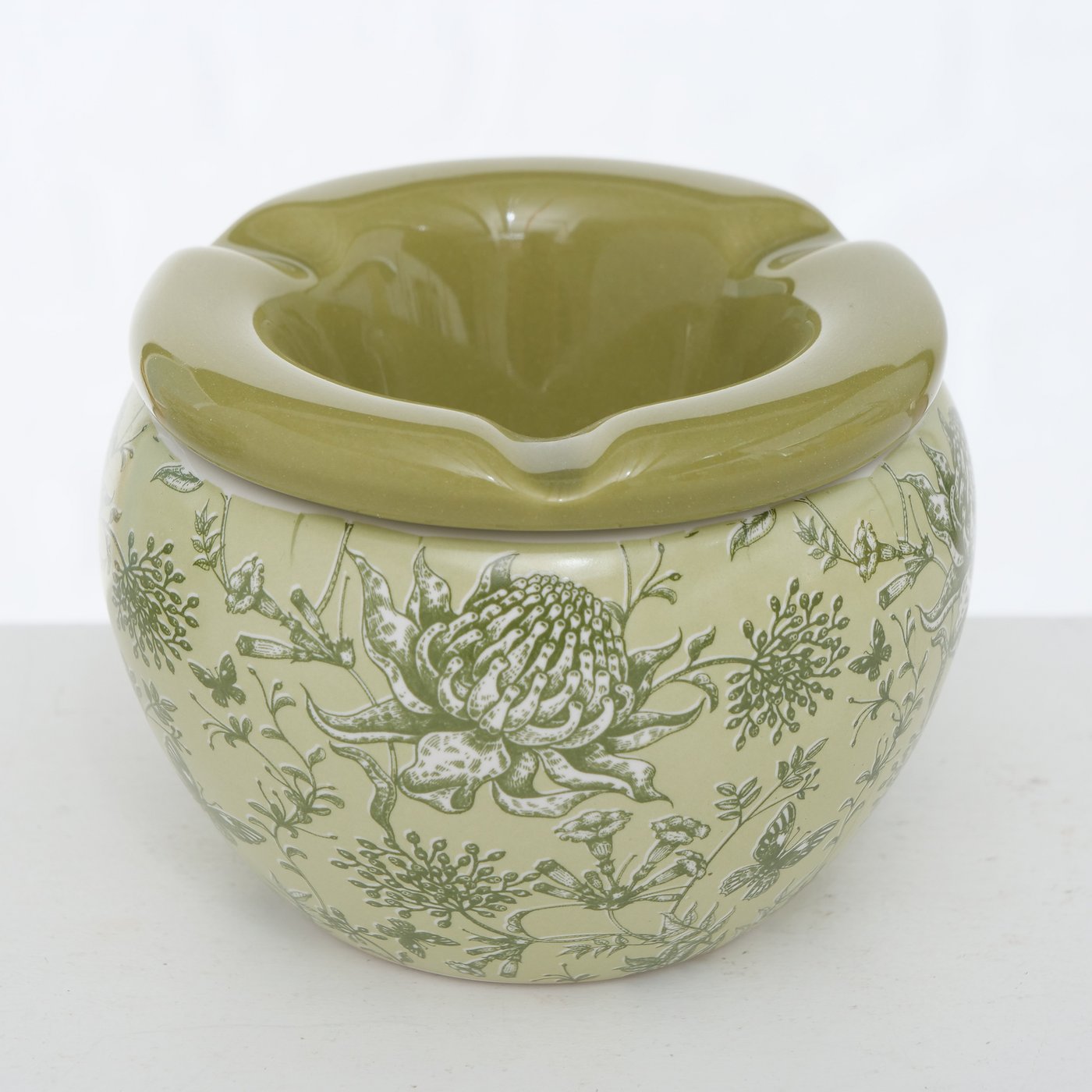 Cenicero flores verdes Brocantia
