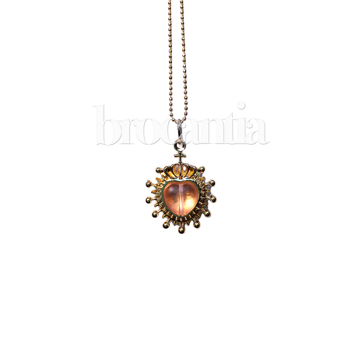 Colgante Sagrado Corazón reversible rosa