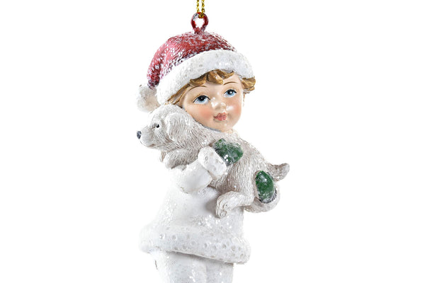 adorno navideño niño con perrito Brocantia