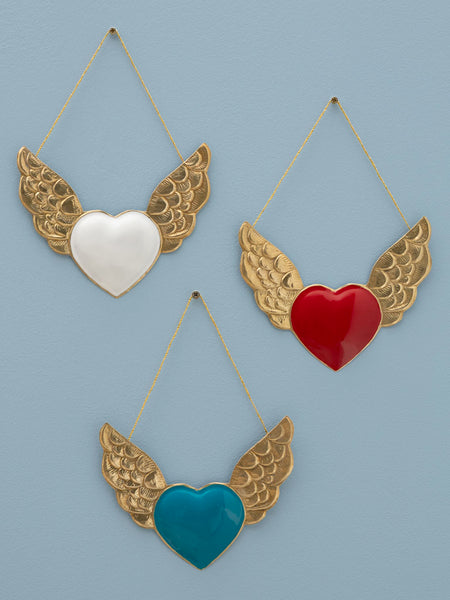 Corazón alas metal esmaltado Ex Voto