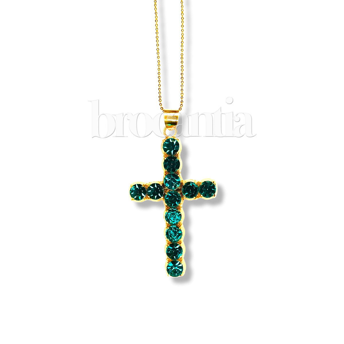 Colgante Cruz Mexicana piedras verdes
