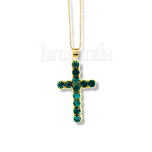 Colgante Cruz Mexicana piedras verdes