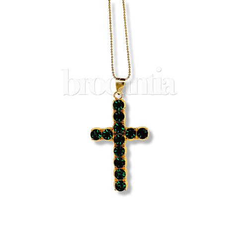 Colgante Cruz Mexicana piedras verdes