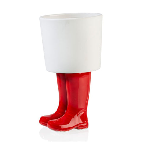 Macetero botas Wellington rojas