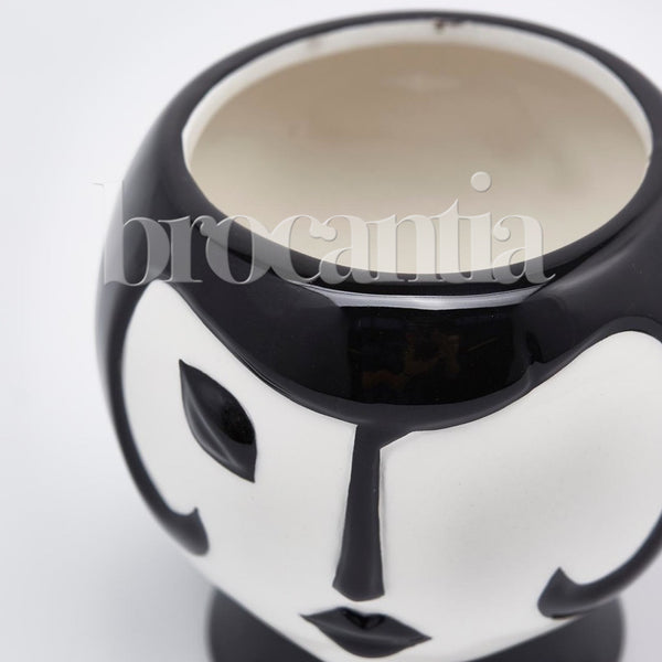 Macetero cara blanco y negro Brocantia