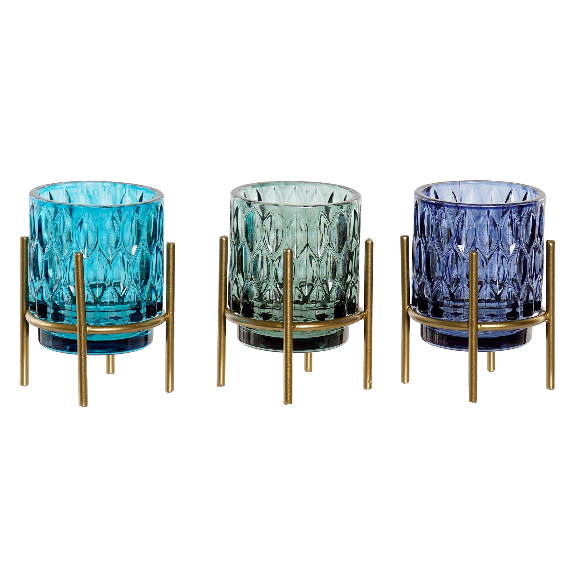 Portavelas cristal base metal