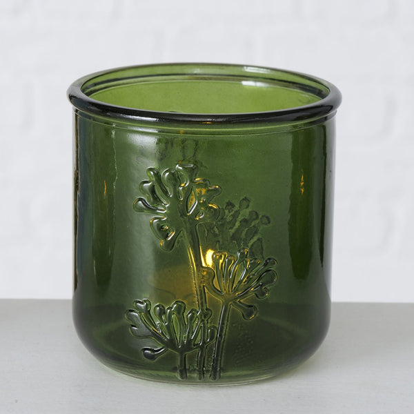 Portavelas cristal verde Brocantia