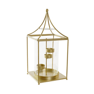 Portavelas triple metal dorado