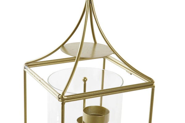 Portavelas triple metal dorado