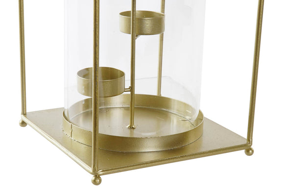 Portavelas triple metal dorado