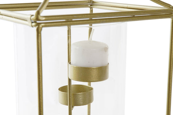 Portavelas triple metal dorado