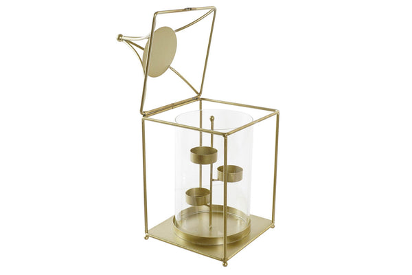 Portavelas triple metal dorado