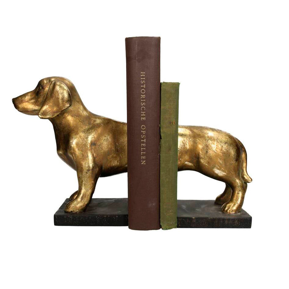 Sujetalibros dachshund dorado